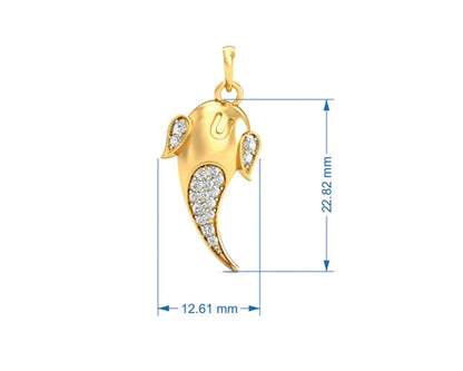 Artistic Ganpati Pendant in Gold with Diamonds - Jewelslane