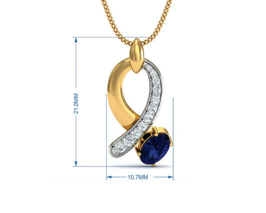Rami Blue Sapphire & Diamond Pendant, Ring & Earring set in Gold - Jewelslane