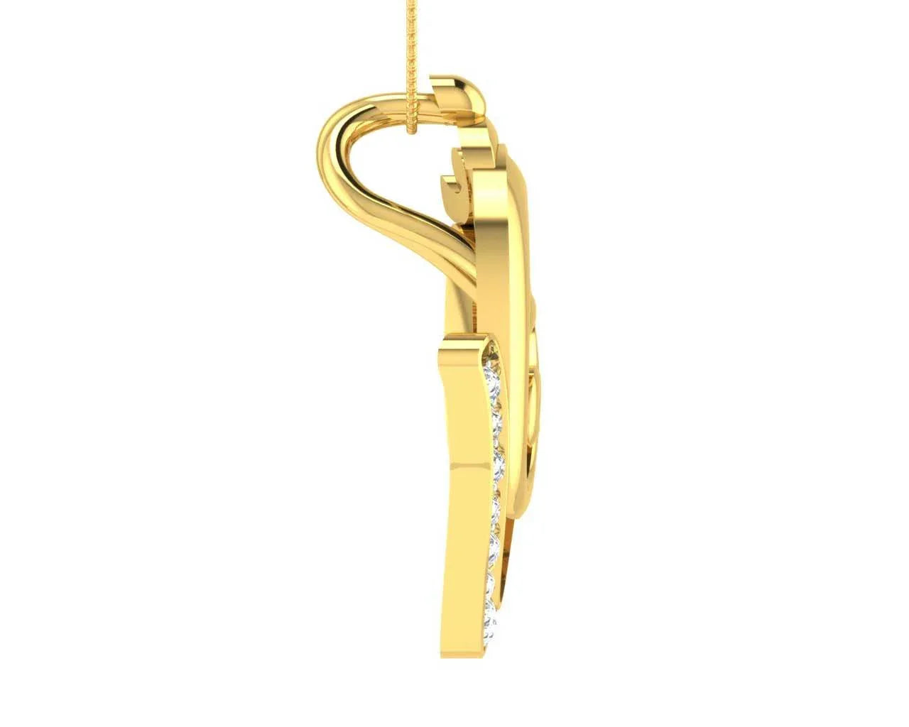 Propitious Om Ganpati Pendant in gold with diamonds - Jewelslane