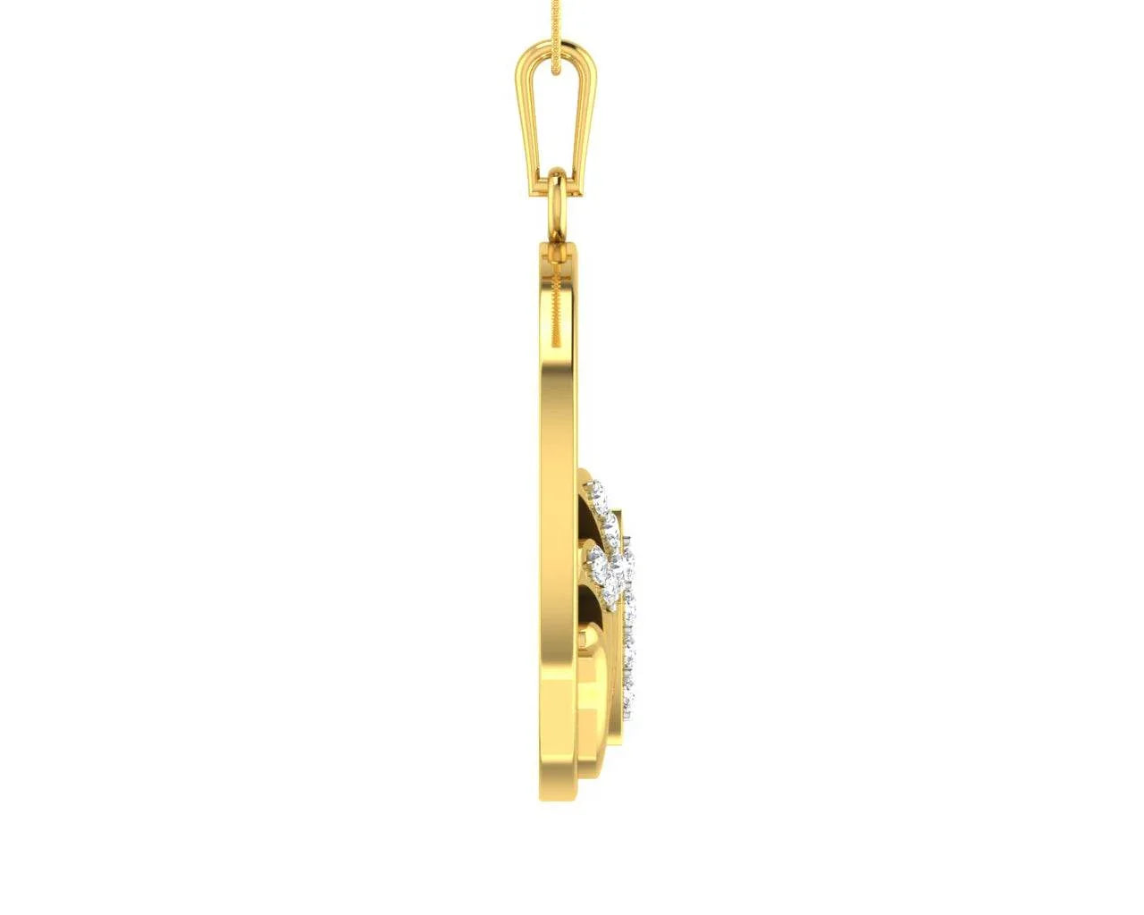 Auspicious Lotus Pendant in Gold with Diamonds - Jewelslane