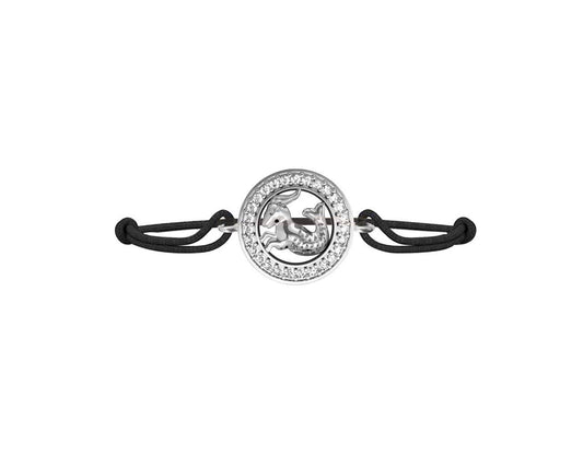 Capricorn Bracelet in Silver with 27 Diamonds on Nylon Thread - Jewelslane