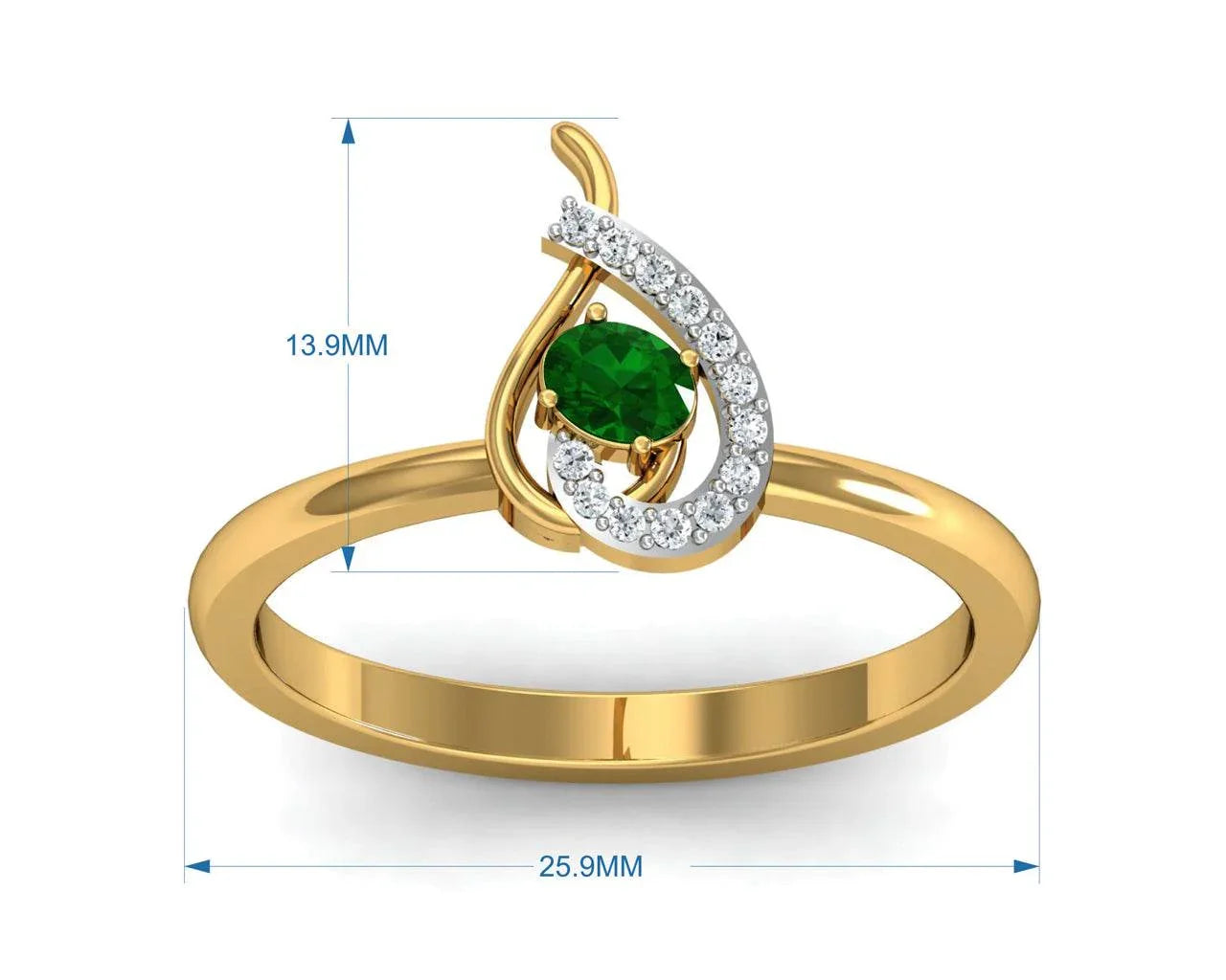 Sely Emerald & diamond ring in hallmarked gold - Jewelslane