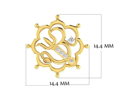 Auspicious Om with Trident pendant in Gold - Jewelslane