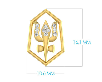 Shiv Trishul & Damroo Pendant in gold with diamonds - Jewelslane
