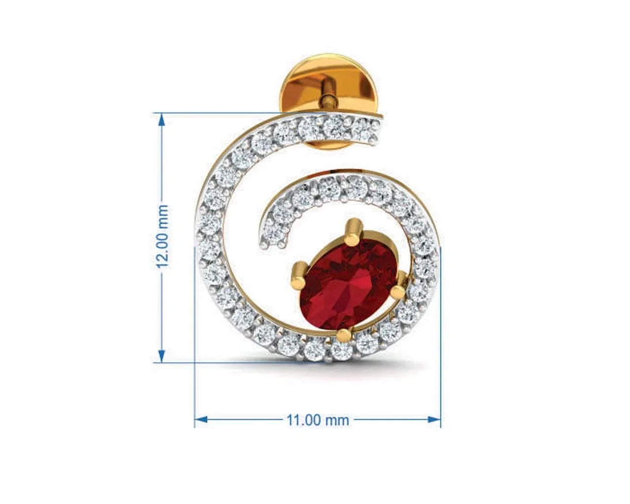 Verica ruby Earrings in Gold with diamonds - Jewelslane