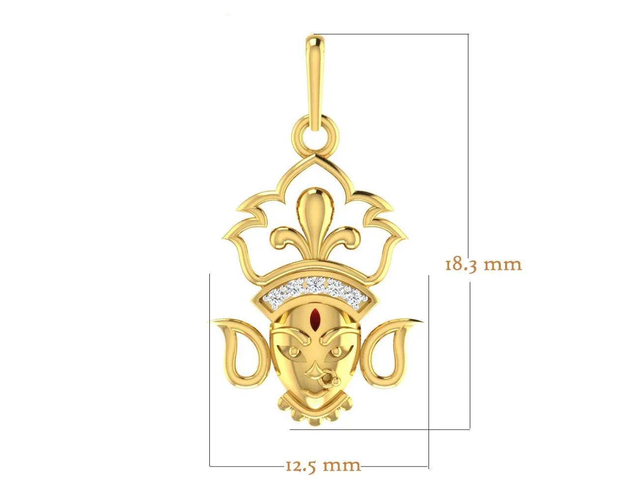 Auspicious Durga Pendant in Gold with diamonds - Jewelslane