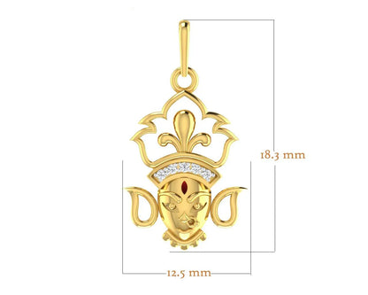 Auspicious Durga Pendant in Gold with diamonds - Jewelslane