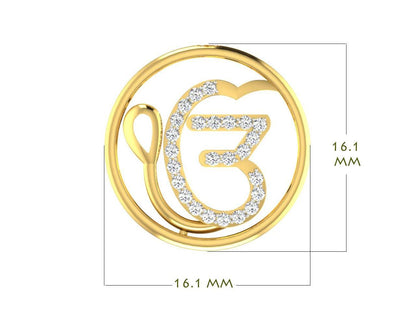 Auspicious Ik Onkaar Gold Pendant with Diamonds - Jewelslane