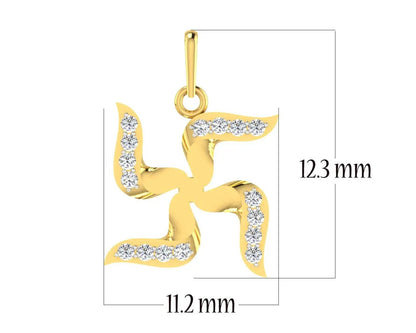 Gold Swastika Pendant with diamonds - Jewelslane