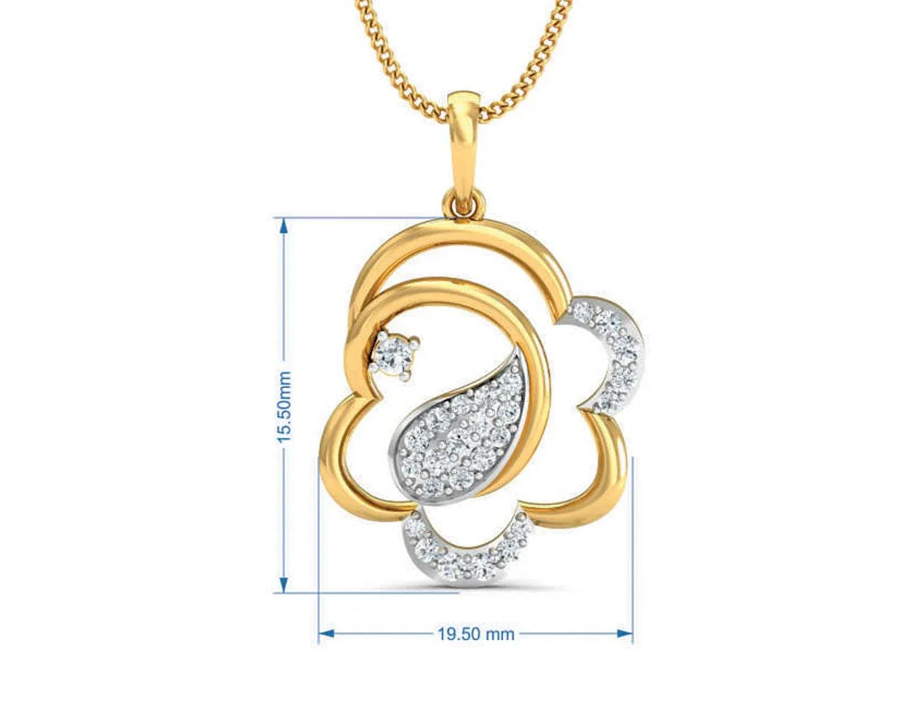 Reya Diamond Pendant, earring ring set In gold - Jewelslane