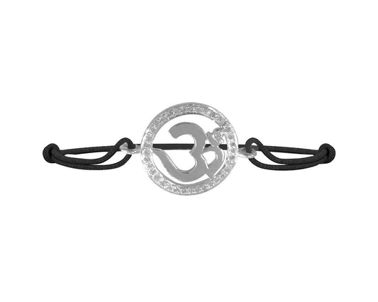 Diamond Studded Elegant Om Bracelet in 92.5 Silver - Jewelslane