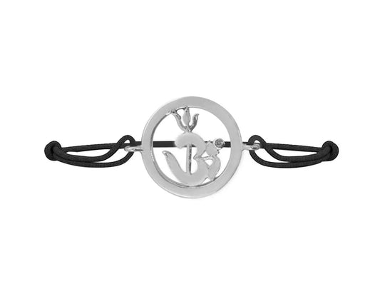 Om Shakti Bracelet in Silver with Diamonds - Jewelslane