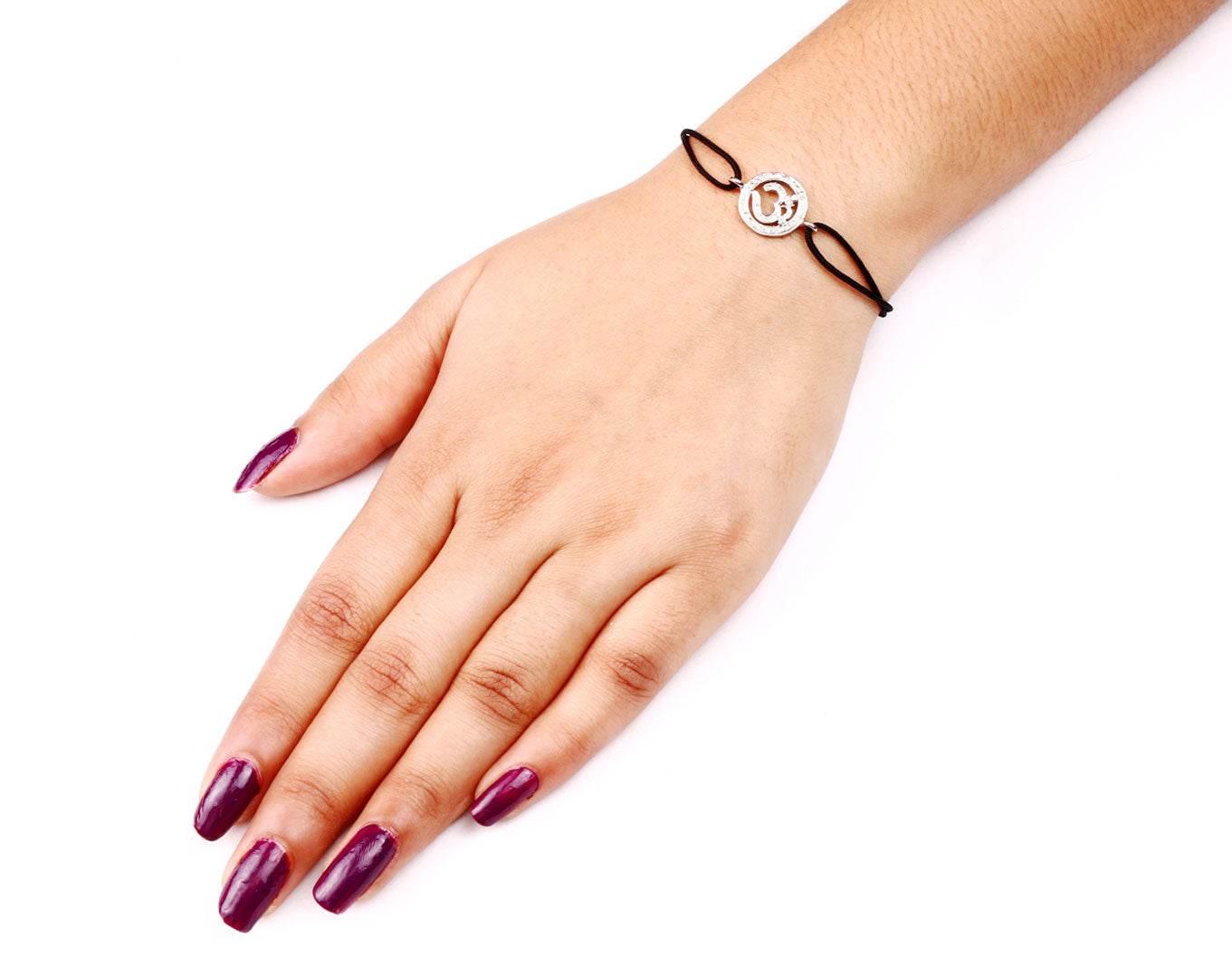 Om Bracelet in Silver with Forty-Two 0.24 Carats Diamonds - Jewelslane