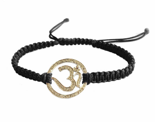 Aumkaara full diamond Om Bracelet in Silver 20mm size - Jewelslane