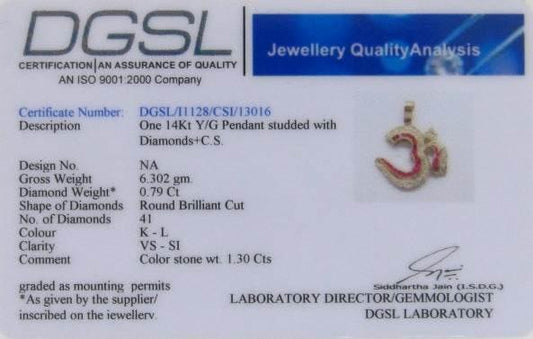 Om Pendant with Rubies in Gold - Jewelslane