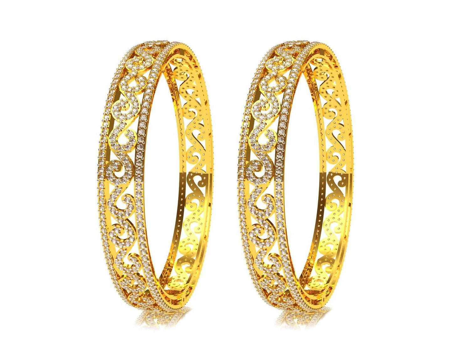Alluring Diamond Bangle Pair - Jewelslane