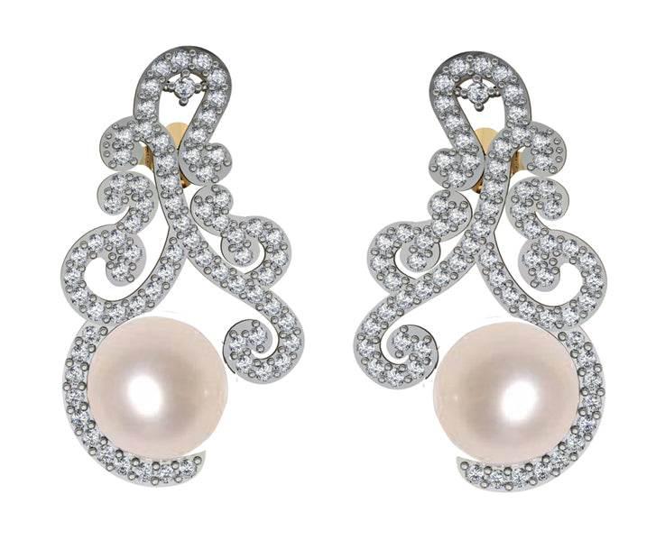 Alluring Pearl & Diamond designer Earrings - Jewelslane