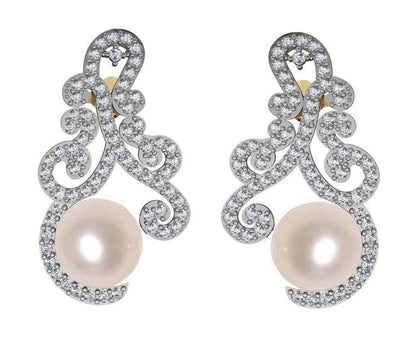 Alluring Pearl & Diamond designer Earrings - Jewelslane