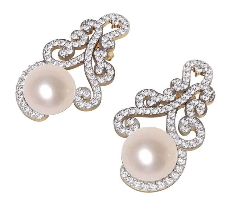 Alluring Pearl & Diamond designer Earrings - Jewelslane