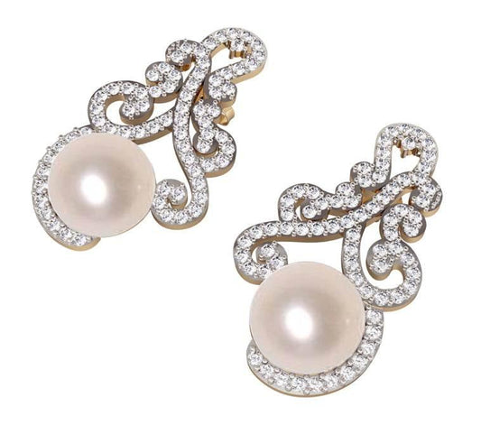 Alluring Pearl & Diamond designer Earrings - Jewelslane