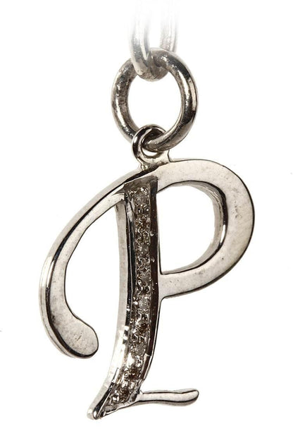 Alphabet P pendant with diamonds - Jewelslane