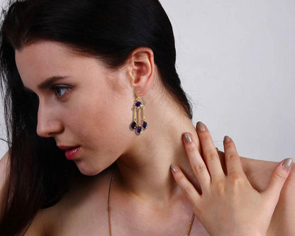 Amethyst Earrings in gold plated silver - Jewelslane
