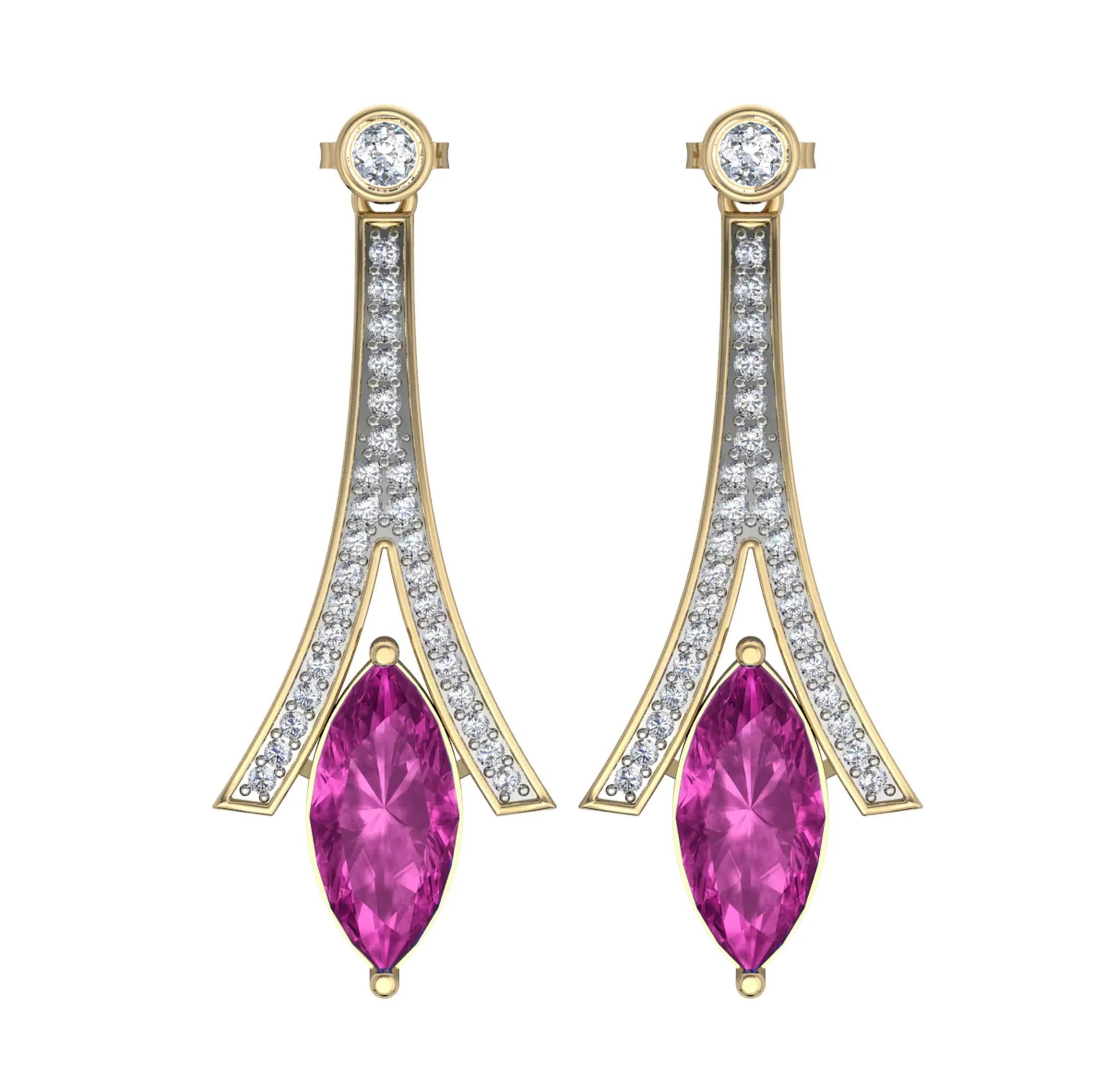 Amethyst with Diamond Earrings - Jewelslane