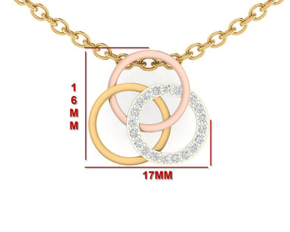 Amy Diamond Pendant in tricolor gold with diamonds - Jewelslane