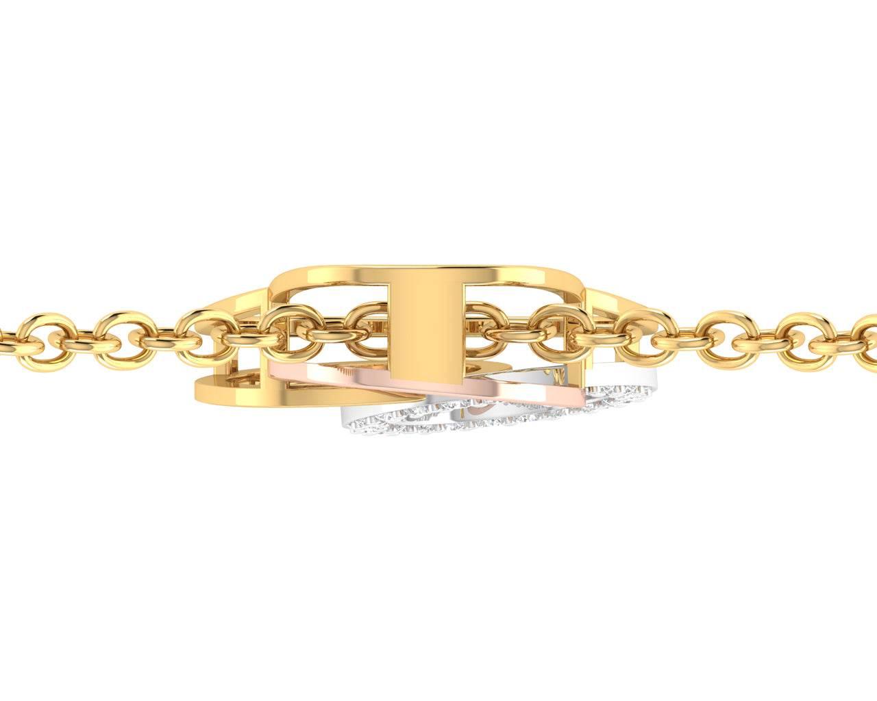 Amy Diamond Pendant in tricolor gold with diamonds - Jewelslane
