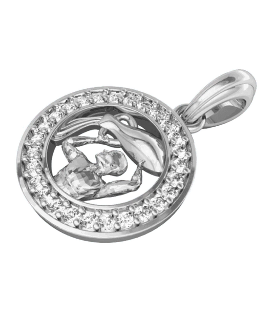 Aquarius Charm Pendant in Silver with 27 Diamonds - Jewelslane