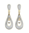 Attractive Slender Pearl & Diamond Earrings - Jewelslane
