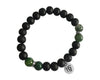 Aumkaara Balance bracelet with Moss Agate and black onyx in silver - Jewelslane