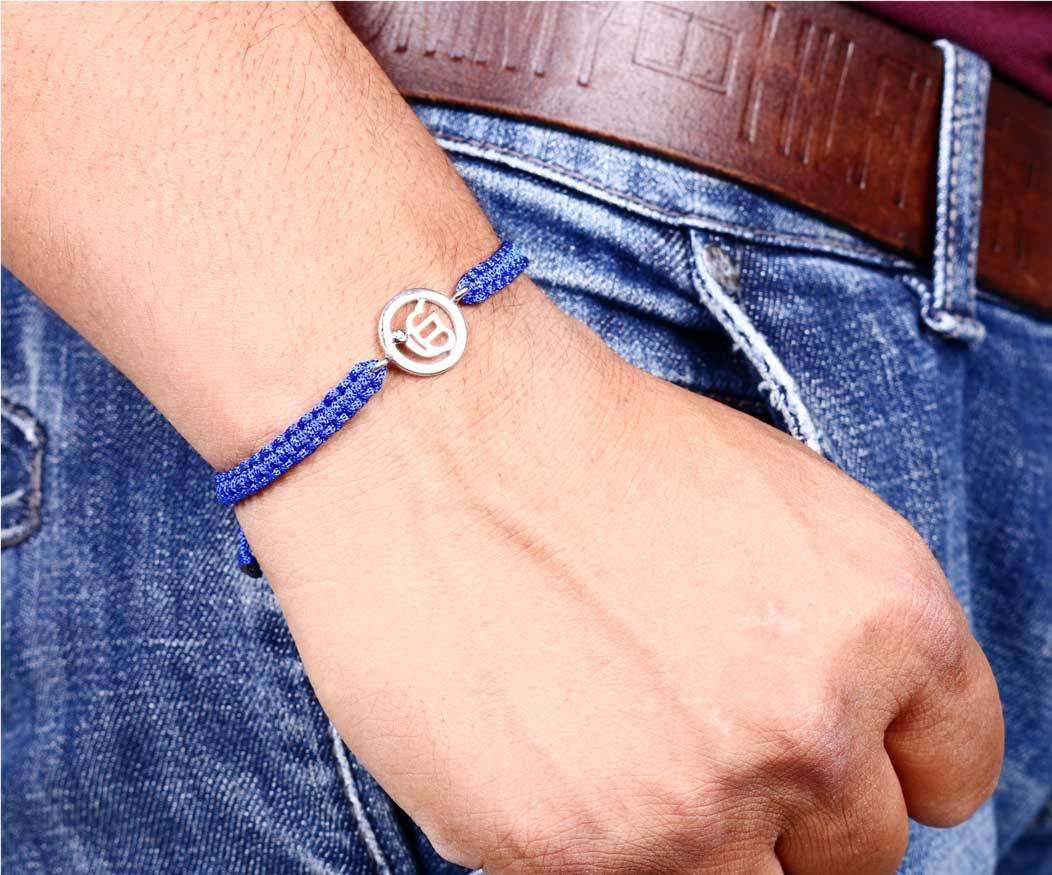 Auspicious Ik Onkaar Bracelet in Silver with Diamond – Spiritual jewellery symbol of positivity and faith, designer bracelet by JewelsLane
