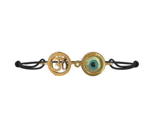 Auspicious om & evil eye joint bracelet with 10mm charm - Jewelslane