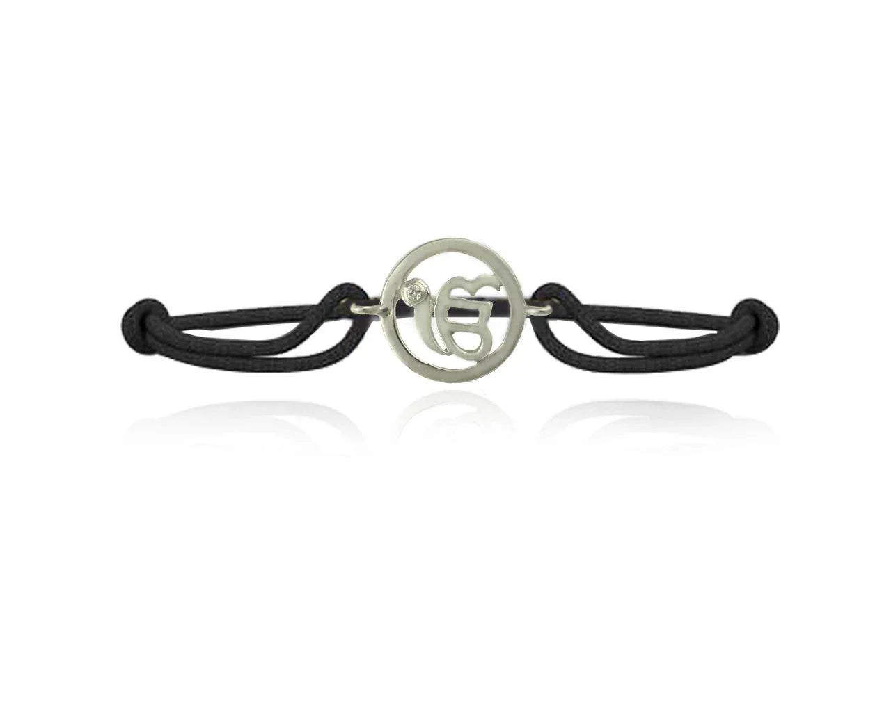 Ik Onkaar Single Diamond Silver Bracelet - Jewelslane