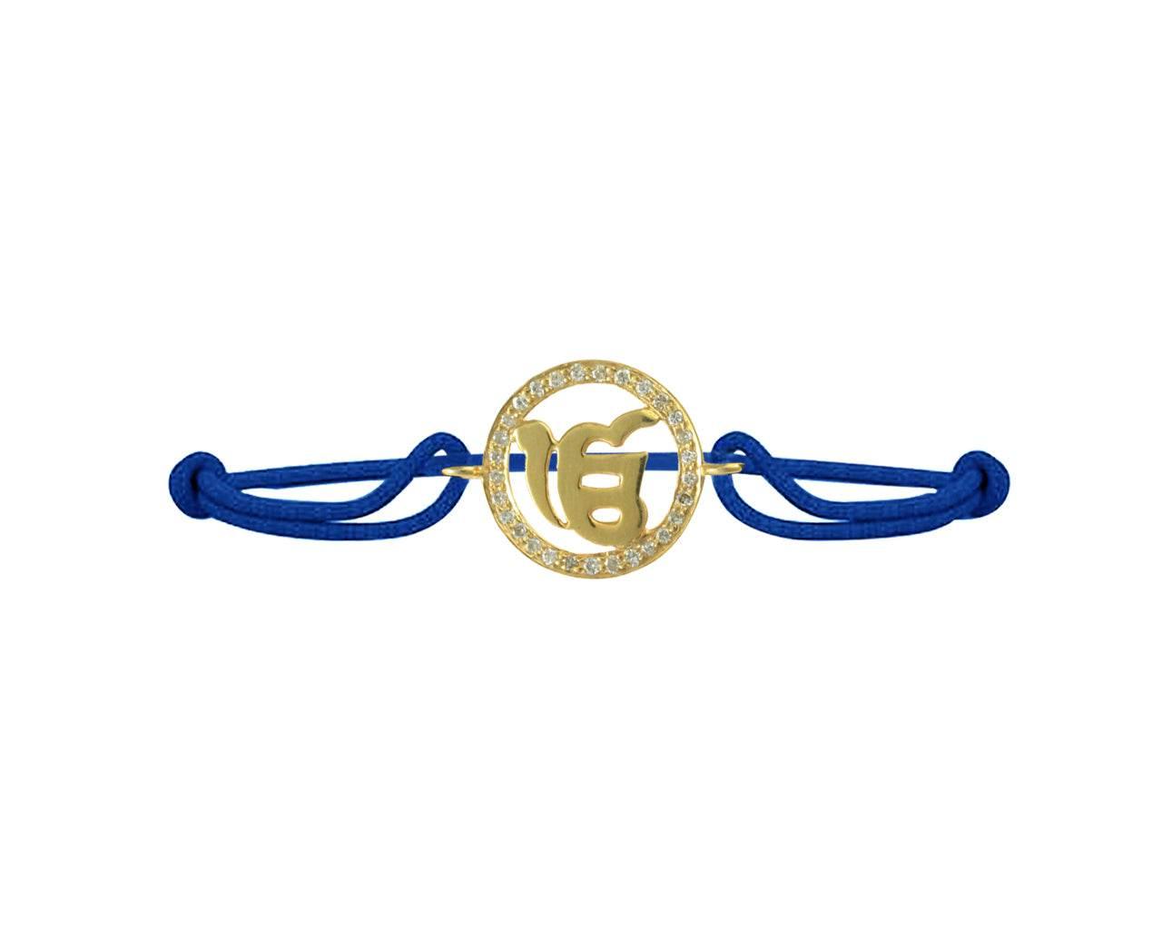 Ik Onkaar Border Diamond Bracelet in Gold - Jewelslane