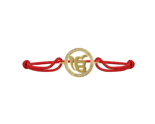 Ik Onkaar Border Diamond Bracelet in Gold - Jewelslane