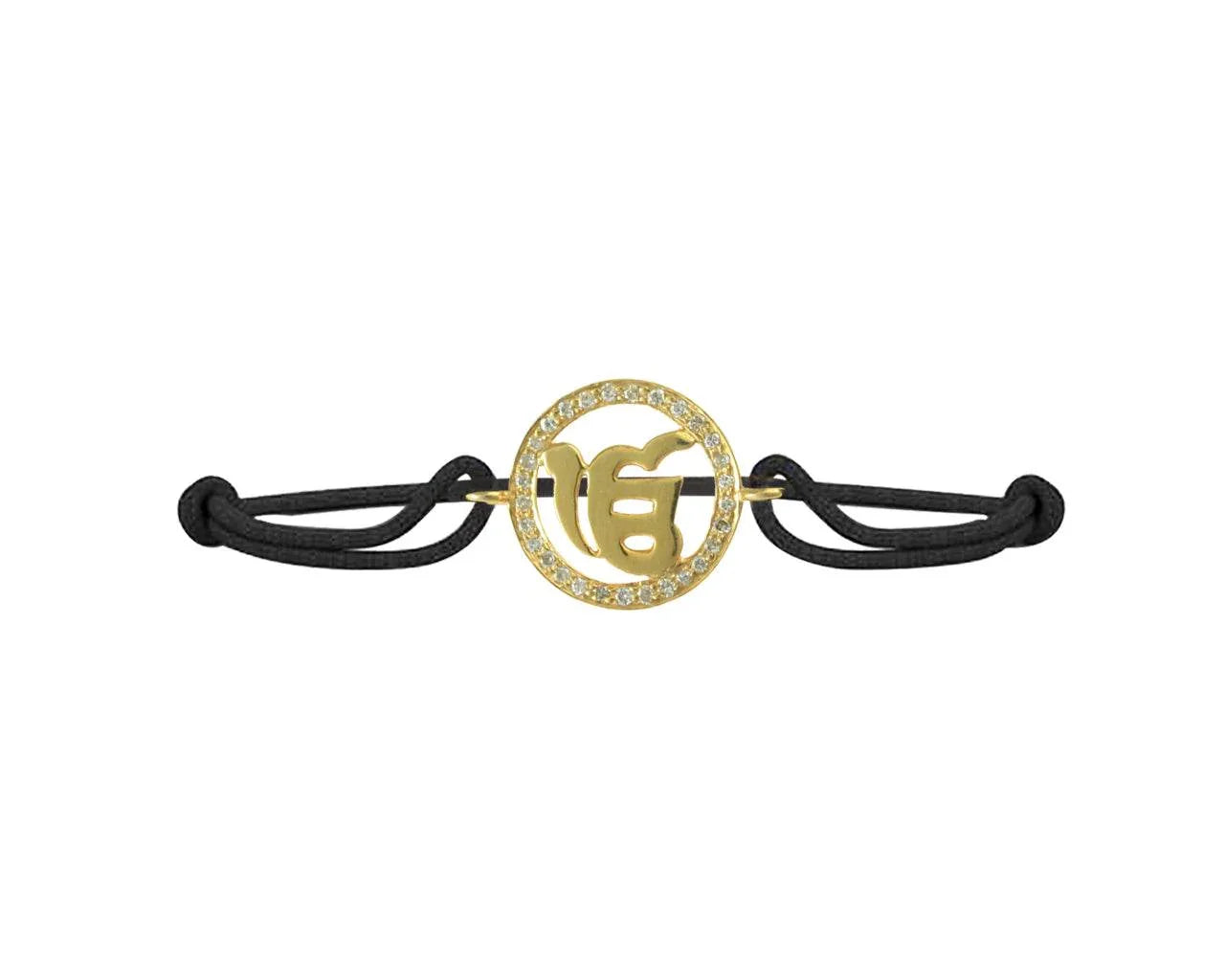 Ik Onkaar Border Diamond Bracelet in Gold - Jewelslane