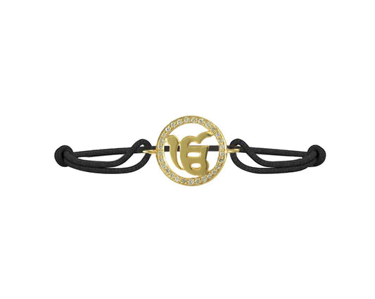 Ik Onkaar Border Diamond Bracelet in Gold - Jewelslane