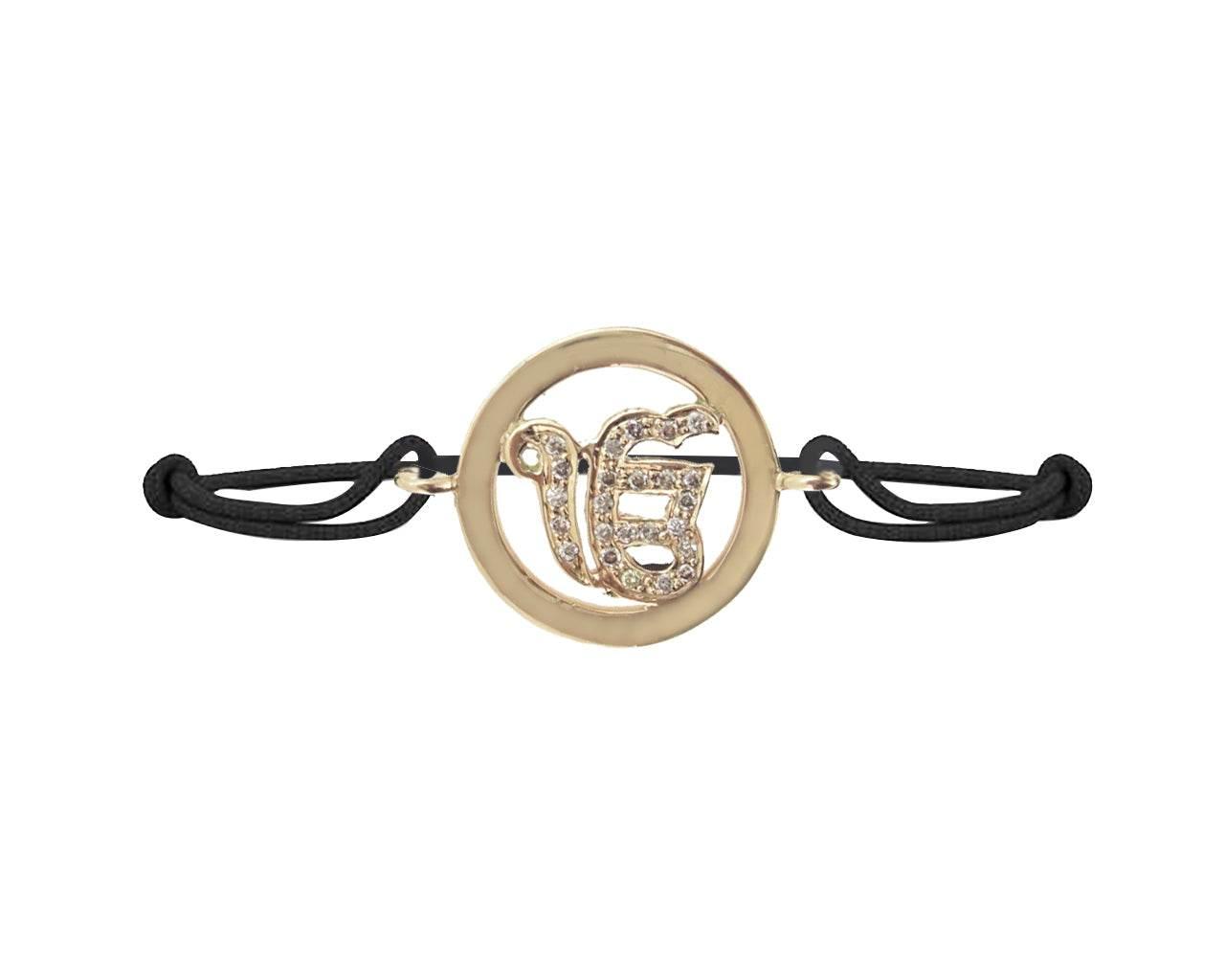 Ik Onkaar Inside Diamond Gold Bracelet - Jewelslane