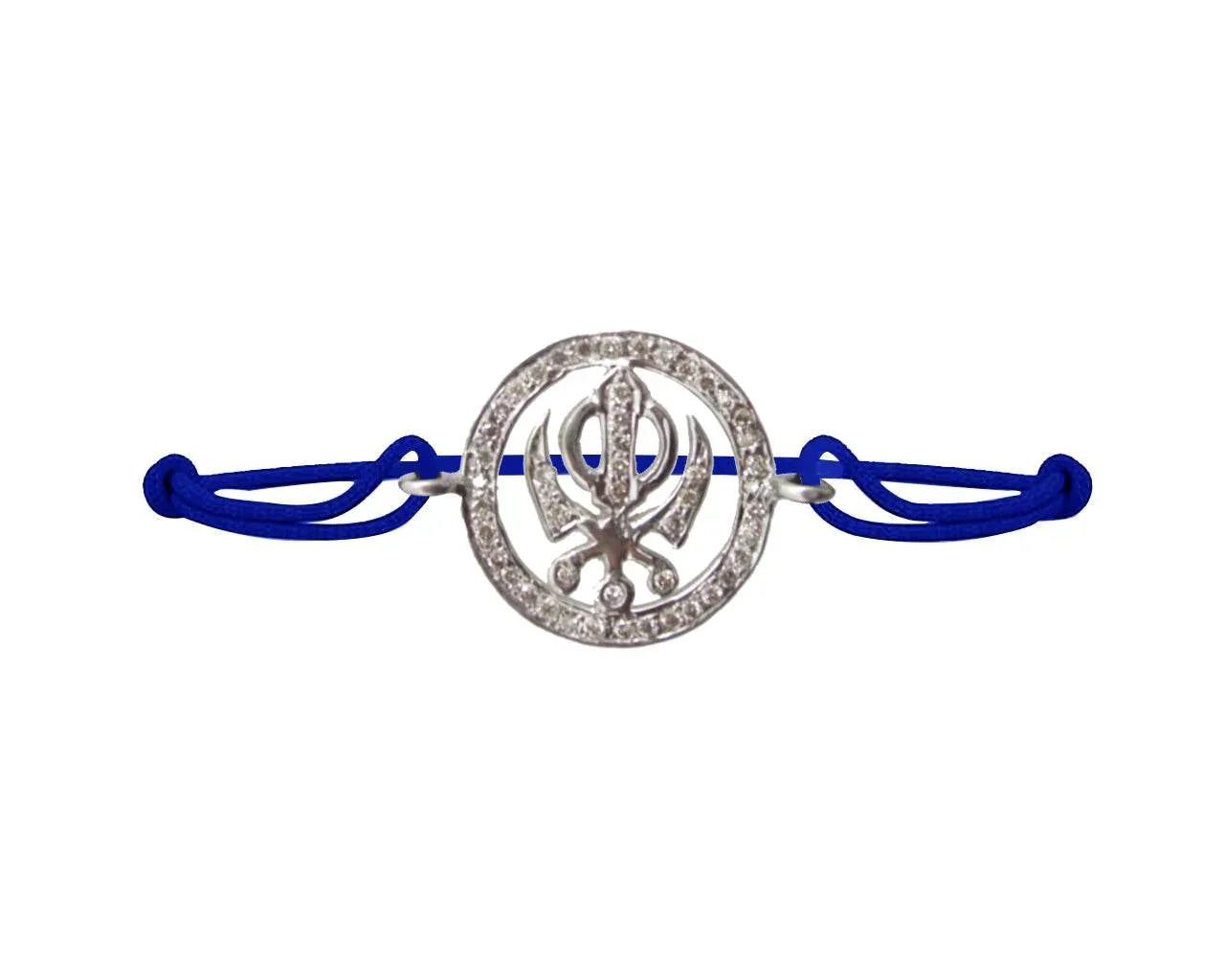 Khanda Full Diamond Bracelet in Silver - Jewelslane