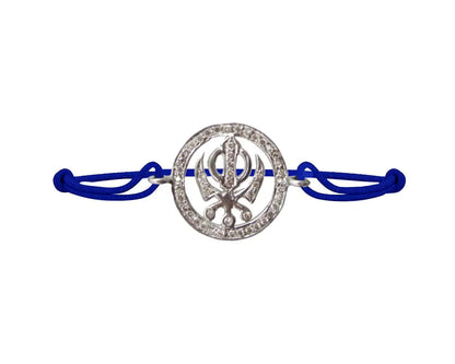 Khanda Full Diamond Bracelet in Silver - Jewelslane
