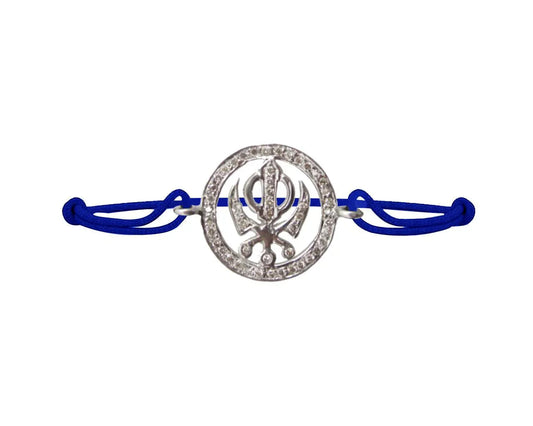 Khanda Full Diamond Bracelet in Silver - Jewelslane