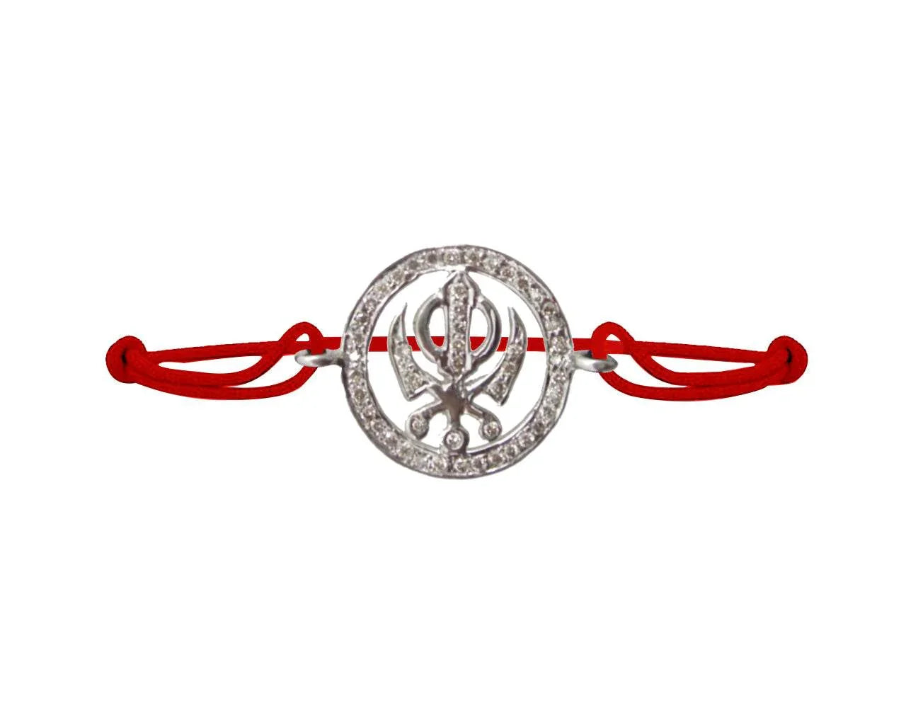 Khanda Full Diamond Bracelet in Silver - Jewelslane