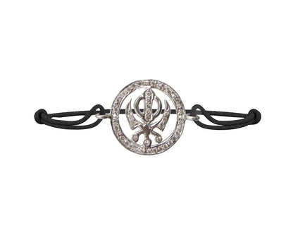 Khanda Full Diamond Bracelet in Silver - Jewelslane