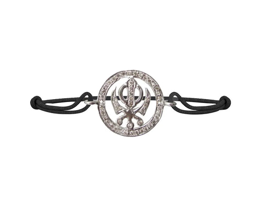 Khanda Full Diamond Bracelet in Silver - Jewelslane