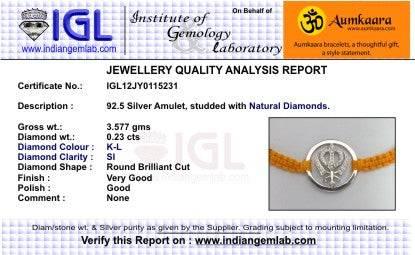 Khanda Bracelet in Silver with Plain Border & Studded with 34 Diamonds - Jewelslane