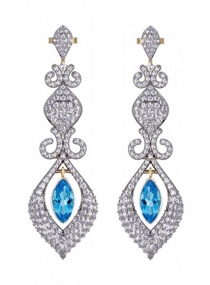 Beautiful Blue Topaz & Diamond Earrings - Jewelslane