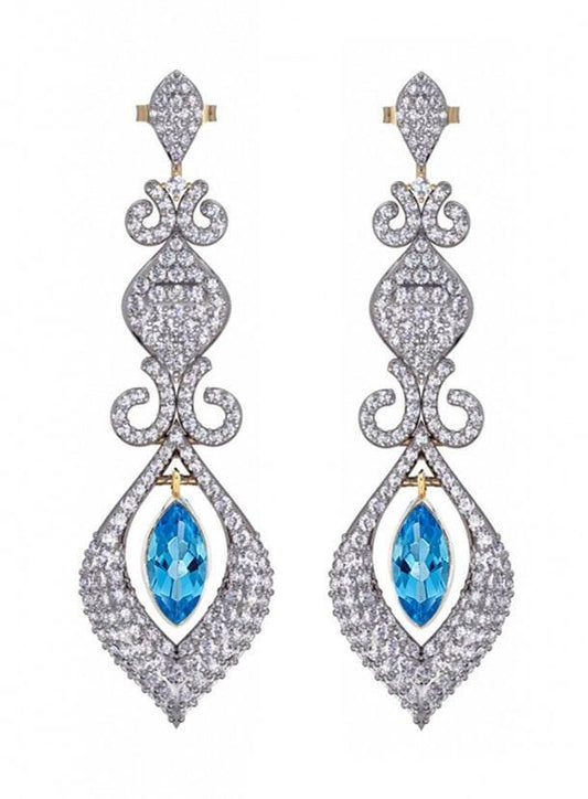 Beautiful Blue Topaz & Diamond Earrings - Jewelslane