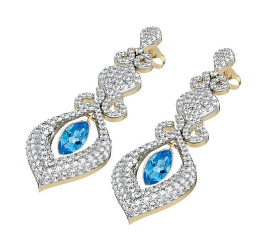 Beautiful Blue Topaz & Diamond Earrings - Jewelslane